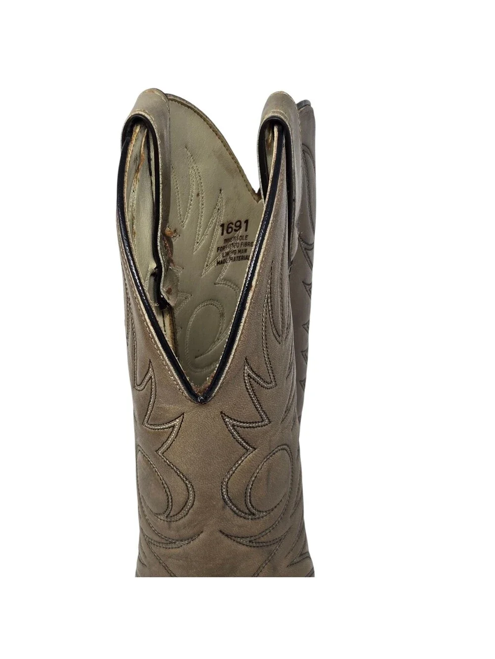 Vintage Acme Cowboy Boots Two Tone Gray Leather Size 7 1/2 EW